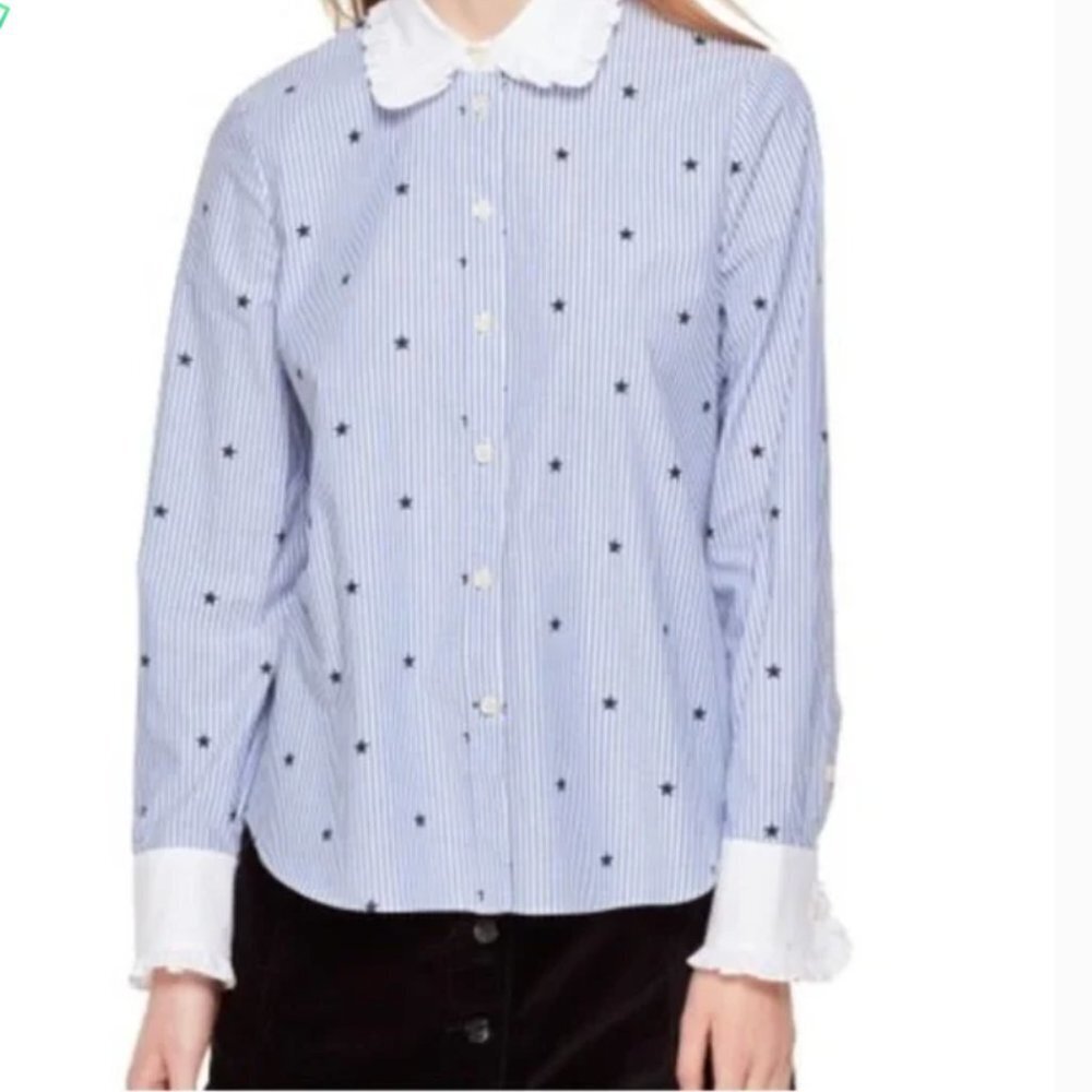 Kate Spade Twinkle Star Stripe Ruffle Button Front